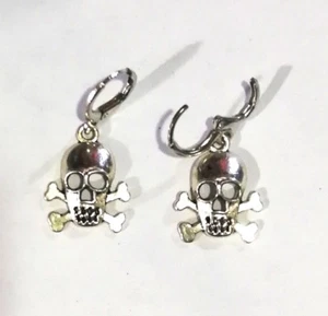 ORECCHINI EARRINGS UOMO DONNA CERCHI CIONDOLO TESCHIO SKULL UNISEX - Picture 1 of 1