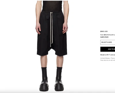 Rick Owens Mainline Hollywood Black Pod Shorts Size US 36 FAUN SS15 - Image 1 of 4