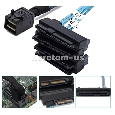 Mini SAS HDD SFF-8643 to 4 SAS SFF-8482 Connector with Power Port Hard Drive 1M - Image 1 of 4