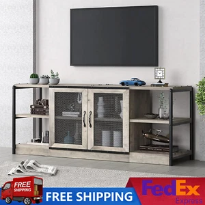 Farmhouse Wooden TV Stand Entertainment Center TV Console Table Storage Cabinets - Picture 1 of 17