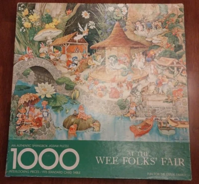 Quebra-cabeça At Wee Folks Fair Springbok 1000 peças faltando 2 peças 24x30" Exc. Antigo - Imagem 1 de 4