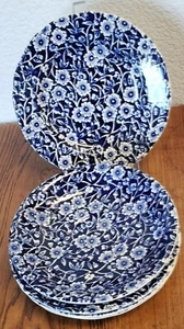 Staffordshire Crownford England 4 Calico Blue Fruit or Bread Plates & 1 Saucer - Picture 1 of 5