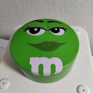 M&M Green Tin Metal Box Happy Face 2019 200 g 7.05 oz - Picture 1 of 4