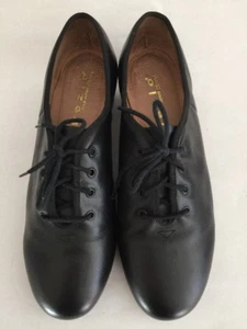 Capezio Black Leather Lace Up Tap Shoes Ladies 10.5 M - Picture 1 of 6