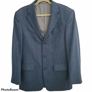 Oscar De La Renta Sport Coat Size 40L 3 Button Blazer Blue Wool Cashmere Flannel - Picture 1 of 11