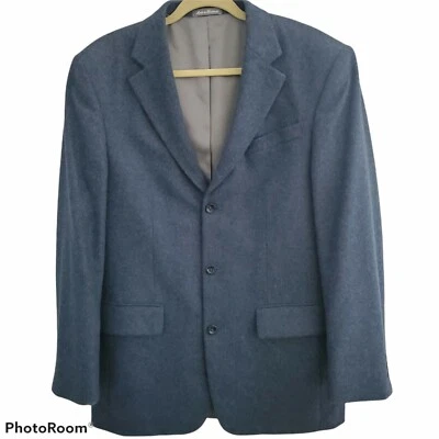 Oscar De La Renta Blazer Sport Coat Sz 40L 3 Button Blue Cashmere Wool Designer - Image 1 of 4