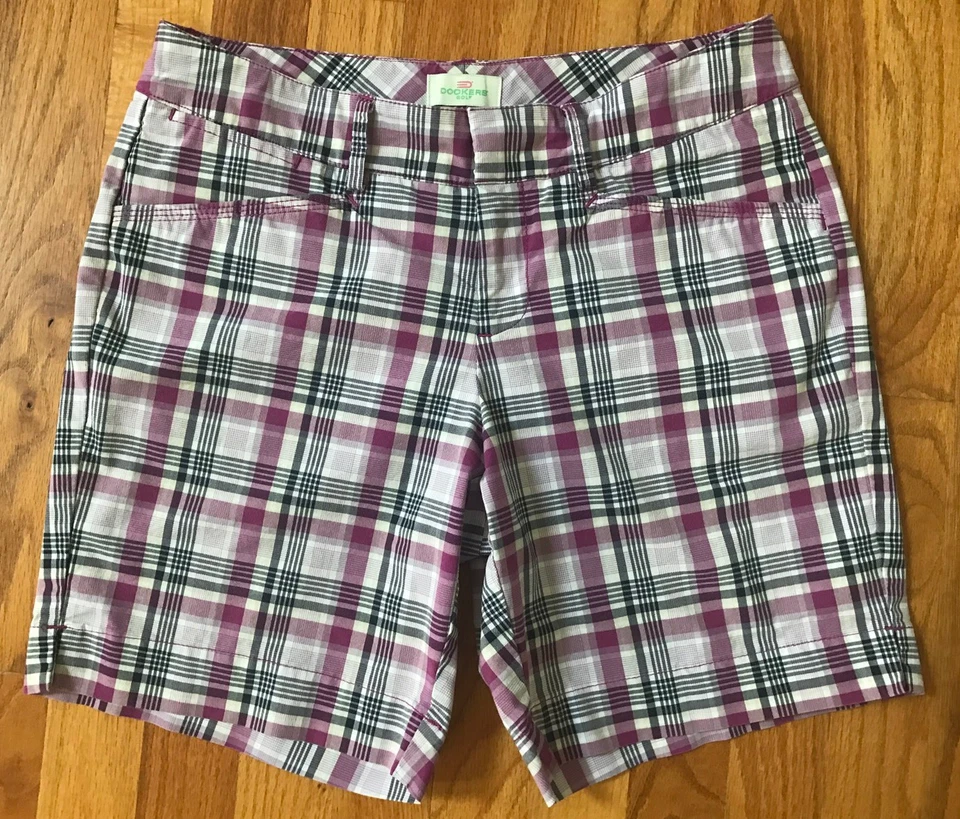 Dockers Purple/Gray/White Plaid Golf Shorts Women's 4P Cotton/Polyester/Spandex - Image 1 of 1