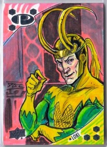 2017 Marvel Premier Sketch Card of Loki by Daniel Logan 1/1 - NICE