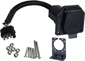 7 Pin to 4 Pin Trailer Light Adapter, Wiring Reverse Plug Connector with Mountin - Picture 1 of 12