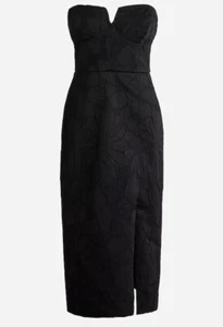 NWT J. Crew Collection strapless sheath dress in leaflet jacquard Black Size 2 - Picture 1 of 11