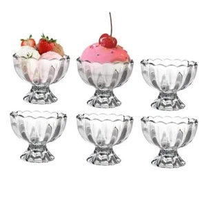 Vintage Glass Dessert Bowls, Ice Cream cups, 5oz Dessert cups, for Sundae, 6 - Picture 1 of 7
