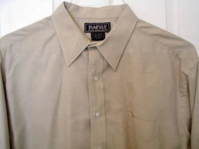 Harold Powell Men’s Dress Shirt Size 17 1/2 35/36 Long Sleeve Beige Hong Kong - Image 1 of 4