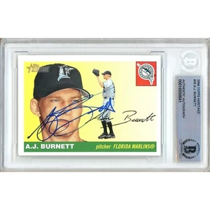 2004 Topps Heritage #35 AJ Burnett Signed Card AUTO BAS Beckett Slabbed Marlins - Picture 1 of 7