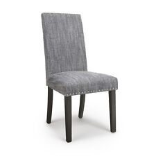 Grey Tweed Stud Detail Brown Legs Dining Chairs (Price Per Chair) ROCCO