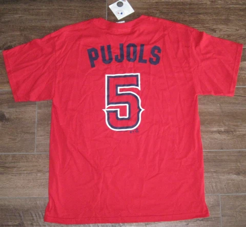 NEW CALIFORNIA LOS ANGELES LA ANGELS ALBERT PUJOLS T SHIRT JERSEY RED LARGE LG L Cover