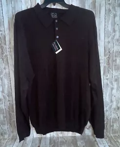 NEW! Jos. Bank 100% SILK Polo Shirt Sweater Men's XL Brown Long Sleeve Signature - Picture 1 of 6
