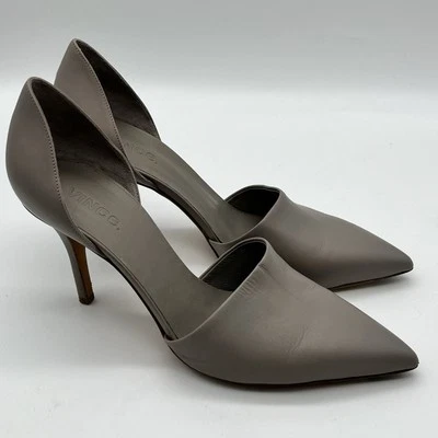 VINCE Size 9.5 d'Orsay Heels Taupe Leather Pointed Toe High Dress Shoes - Image 1 of 4