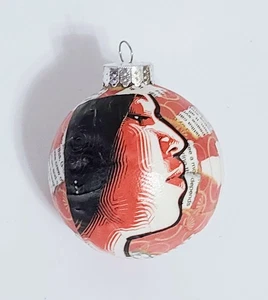 OOAK Decoupage Pop Art Lampadina Albero di Natale - Street Art Face Origami Rosso Nero - Foto 1 di 2