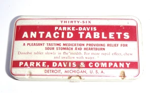 Tabletas antiácidas de estaño Parke Davis & Company de colección - farmacéuticas de colección  - Imagen 1 de 5