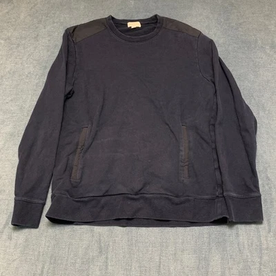 Sudadera Club Monaco Para Hombres Mediana Azul Marino Bolsillos Dobladillo Acanalado Parches para el Hombro Foto 1 de 4