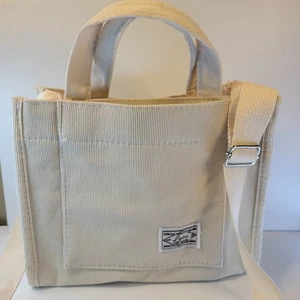 LETU The Crimie Cream Corduroy Tote Bag Adjustable Shoulder Strap Carry Travel - Picture 1 of 7