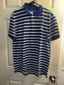 Camisa Polo Brooks Brothers Para Hombre Grande Azul Blanco Amarillo Rayas Rendimiento XL - Imagen 1 de 3