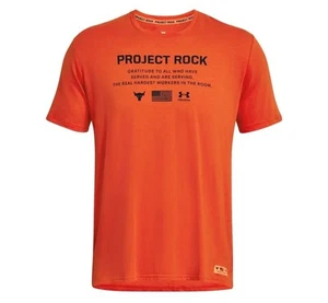 Camiseta Para Hombre Under Armour Project Rock Día del Veterano Brahma EE. UU. Naranja Talla 2XL - Imagen 1 de 8