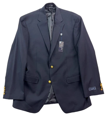 NEW Chaps 40R Navy Blue Gold Buttons 100% Wool Blazer Jacket Sport Suit Coat - Image 1 of 4