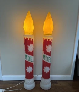 Coppia Vintage 1973 Impero Soffiaggio Stampo Noel Candela Natale 39” Luce USA Testata - Foto 1 di 22
