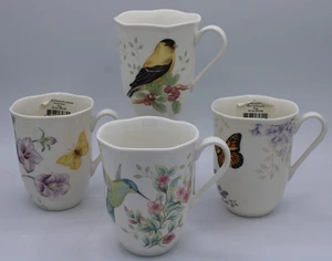Lenox Butterfly Meadow Tea/Coffee Cups Mugs (Set of 4) Scalloped Rim - Picture 1 of 17