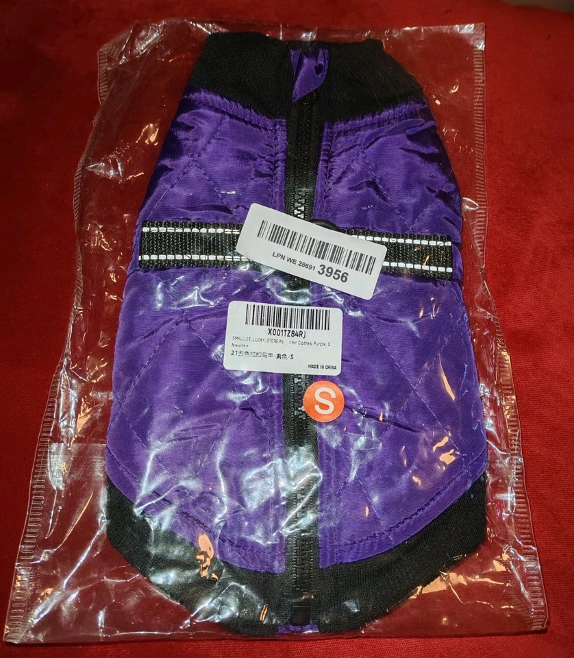 Purple Pet Zip-up Jacket Vest Coat with D-rings NEW in Packet - Image 1 of 4