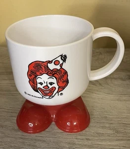 Vintage 1985 Ronald McDonald White Plastic Cup with Handle & Red Clown Shoes - Picture 1 of 7