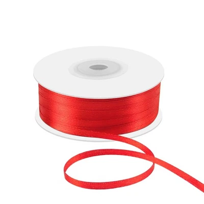 Quhora 1/8" x 100 Yardas Doble Cara Cinta Satén - Fina Seda Roja Cinta con... Foto 1 de 4