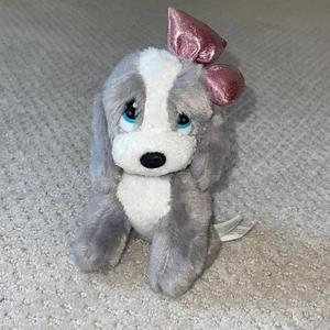 Aurora Sad Sam Honey Gray Stuffed Animal Plush Pink Bow Hound Dog Toy - Picture 1 of 10