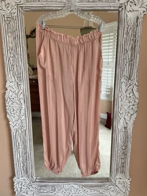 Pantalones de salón Aerie de poli melocotón color piernas completas bolsillos cintura elástica X/L Foto 1 de 4