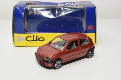 B73 1:43 BBURAGO BURAGO RENAULT CLIO MET. SCATOLA RIVENDITORE MARRONE MIB! - Immagine 1 di 4