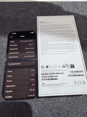 Apple iPhone 15 Pro 128GB, Natural Titanium, Unlocked UK model - MINT condition - Image 1 of 4