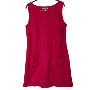 Vestido de lino Steilmann para mujer talla 12 rosa brillante costero preppy bolsillos de cambio - Imagen 1 de 12