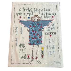 Nadelspitze - ungerahmt - Lehrer - Knöpfe Engel - 14 x 11 Zoll - Landhaus - Retro Geschenk - Bild 1 von 5