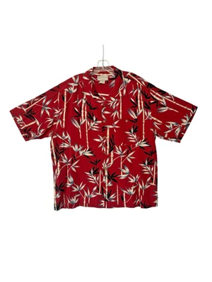 Boca Classics Shirt Mens XL Red Hawaiian Floral 100% Silk Short Sleeve Button Up - Image 1 of 4