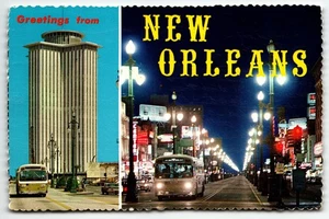 Postal Nueva Orleans Louisiana LA Greetings Trade Mart Canal St Busses UNP - Imagen 1 de 2