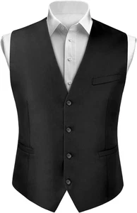 Gilet Da Abito Da Uomo Nero, Classico Gilet Formale Da Uomo, Elegante Gilet Da U - Foto 1 di 12