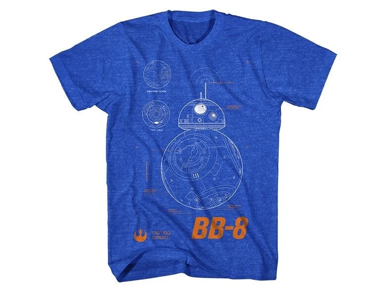 Star Wars The Force Awakens BB-8 Plans Diagram Blueprint LG T-Shirt NEW UNWORN Foto 1 de 1