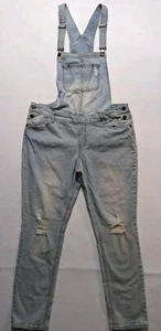 Mossimo Womens Distressed Medium Wash Denim Overalls Size XL - Picture 1 of 10