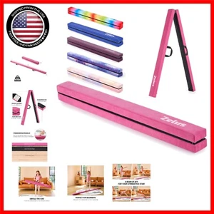 8' Folding Gymnastics Balance Beam with Non-Slip Base for Kids & Beginners - Picture 1 of 9