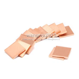 10pcs Pure Copper Heat Sink Sheet Radiator For Computer CPU 15x15x0.3mm - Picture 1 of 3