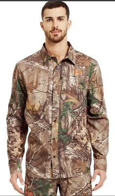 Under Armour Men Performance Field Hunt Button Down Shirt  Camo Realtree $80 - L - Image 1 of 4