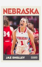 Jaz Shelley  NMT Custom Art Basketball Card! Nebraska! WNCAA Basketball!