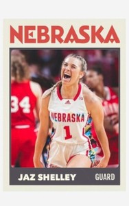 Jaz Shelley  NMT Custom Art Basketball Card! Nebraska! WNCAA Basketball!