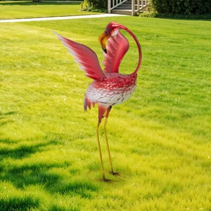Garden Ornament Metal 65cm Flamingo Large Birds Statue Sculpture Figurine Decor - Picture 1 of 13